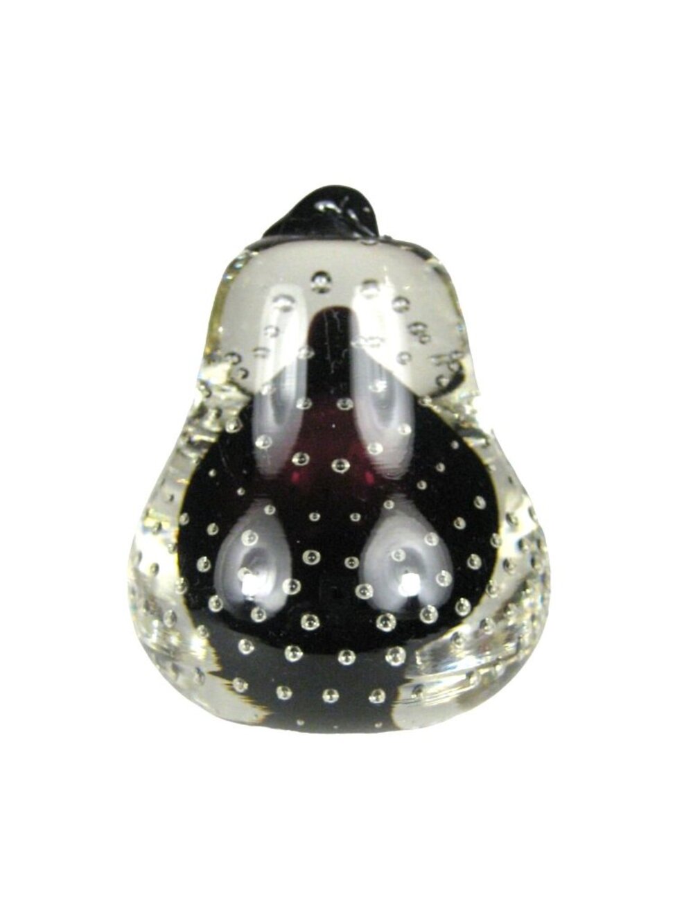 Pear Paperweight Signed Purple Handmade Hand Blown Art Glass Purple Clear